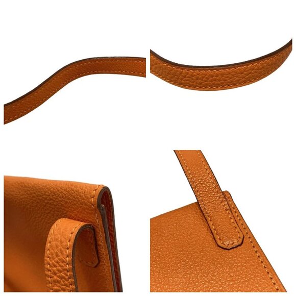 HERMES Amelie Orange Taurillon Clemence Square D Shoulder Bag 553--073125 - Picture 7 of 13